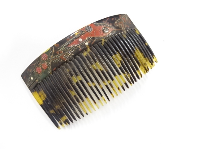 アンティーク　本鼈甲　漆塗り蒔絵　螺鈿　櫛